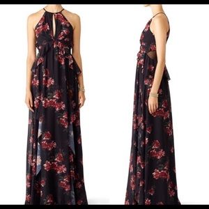 Erin fetherston dress black floral long 0